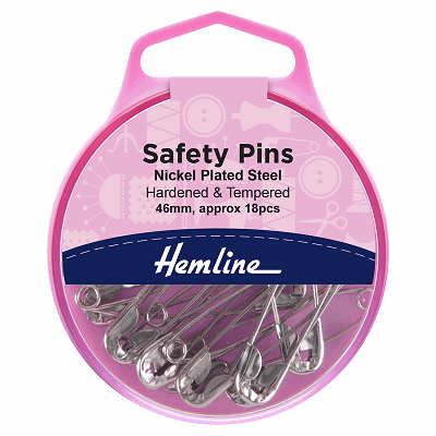 H410.3 Safety Pins: 46mm: Nickel: 18 Pieces 
